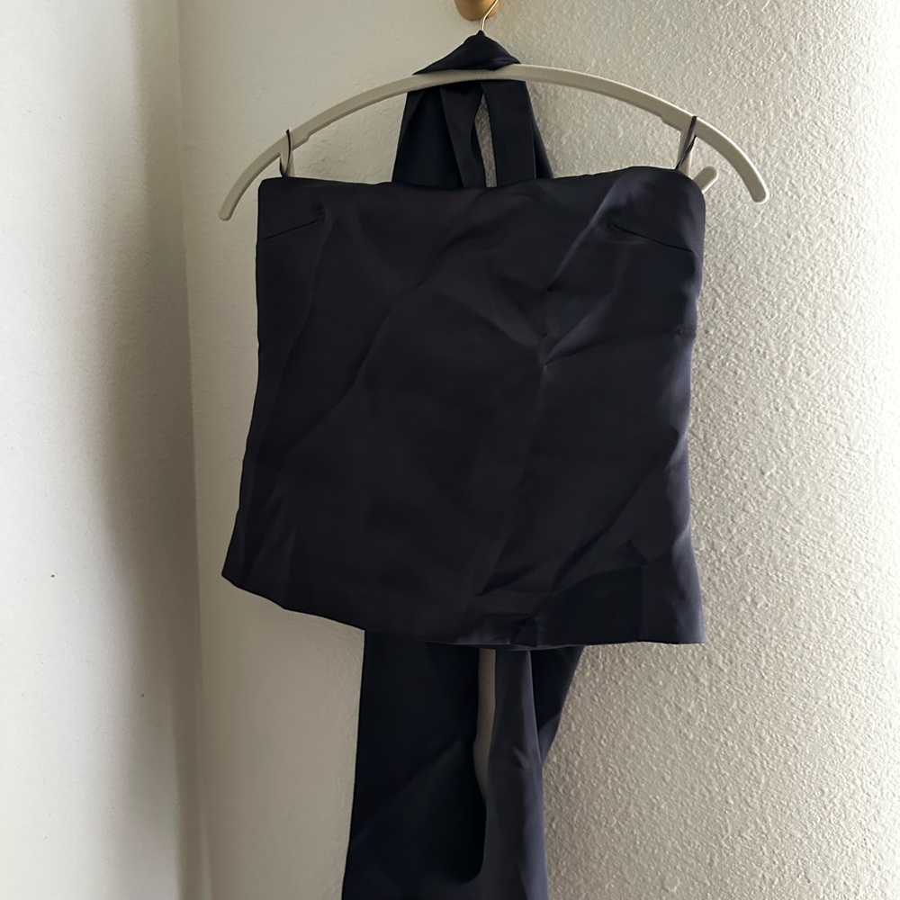 Zara Elegant Blue Strapless Top with Scarf